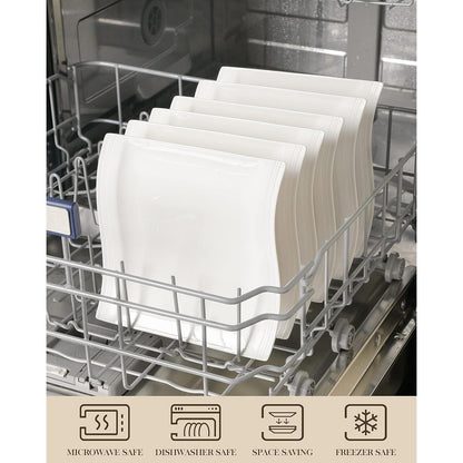 Porzellan Speiseteller Flachteller Set CremeWeiß 6-teilig