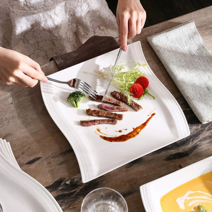 Porzellan Speiseteller Flachteller Set CremeWeiß 6-teilig