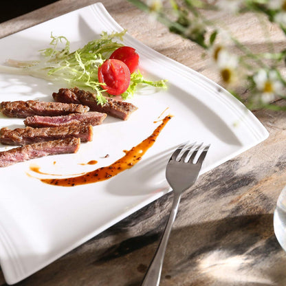 Porzellan Speiseteller Flachteller Set CremeWeiß 6-teilig