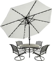 Sonnenschirm 270 cm mit Solar-LEDs 32 Lichter und 8 Rippen Grau