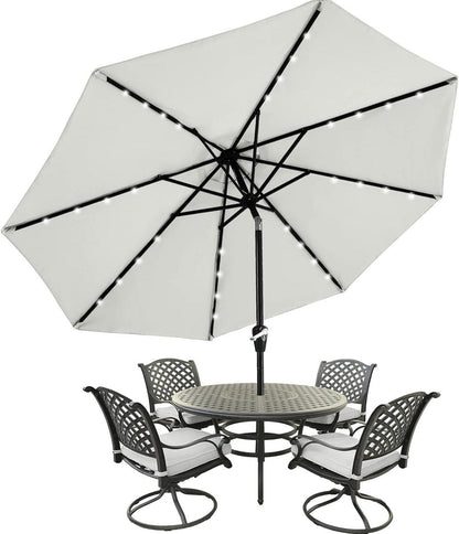 Sonnenschirm 270 cm mit Solar-LEDs 32 Lichter und 8 Rippen Grau