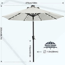Sonnenschirm 270 cm mit Solar-LED, Gartenschirm 32