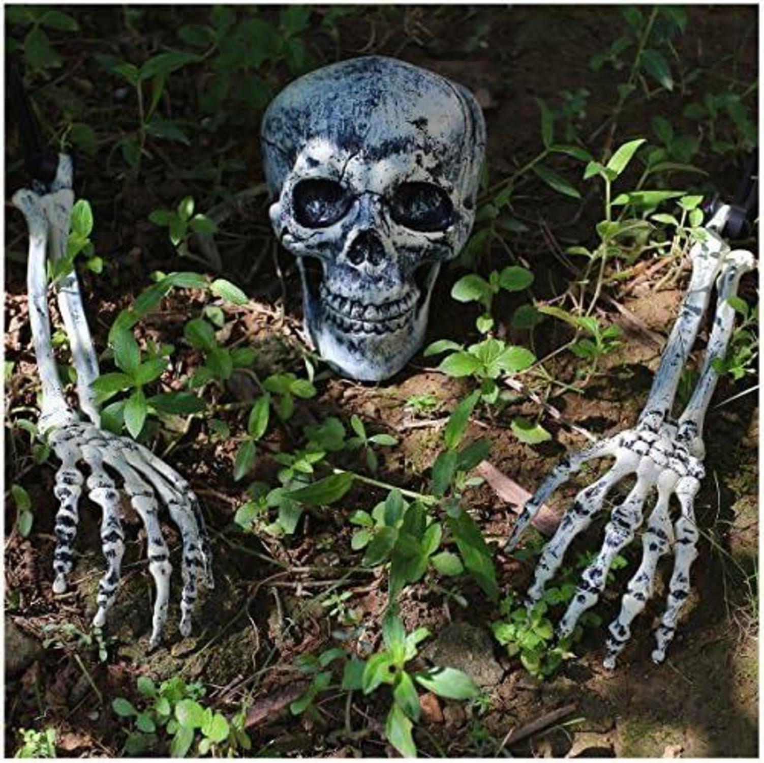 Realistisches Skelett Rasen Deko Halloween Garten Totenkopf