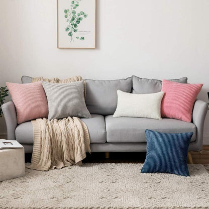 Kissenbezüge 2er Set Kord Dunkelblau 45x45 cm