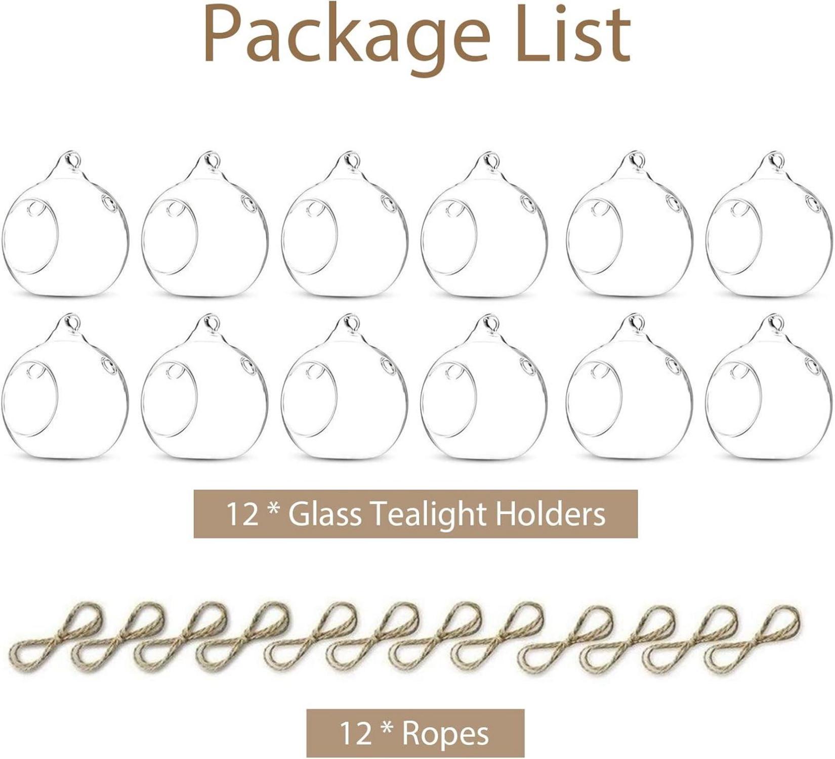 Hängende Glasball Kerzenständer Hochzeit Geburtstag Fest Deko 12 Stück 8cm Transparent