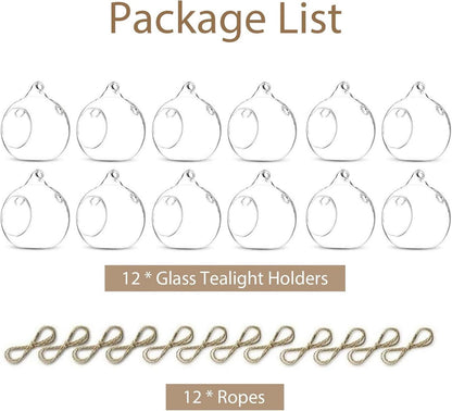 Hängende Glasball Kerzenständer Hochzeit Geburtstag Fest Deko 12 Stück 8cm Transparent