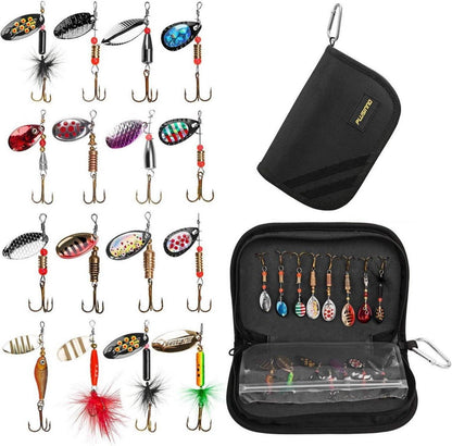 16-teiliges Hecht Forellen Zander Barsch Angelköder Set mit Tasche