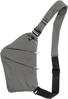 Anti-Diebstahl Schultertasche mit Reflektorstreifen - Grau
