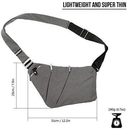 Anti-Diebstahl Schultertasche mit Reflektorstreifen - Grau