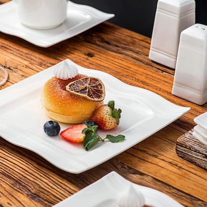 6-teiliges Porzellan Dessertteller Set Cremeweiß - Malacasa