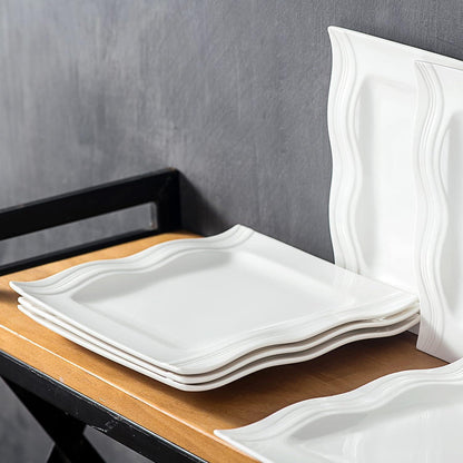 6-teiliges Porzellan Dessertteller Set Cremeweiß - Malacasa