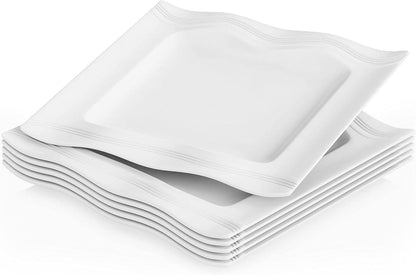 6-teiliges Cremeweißes Porzellan Geschirrset - Dessertteller
