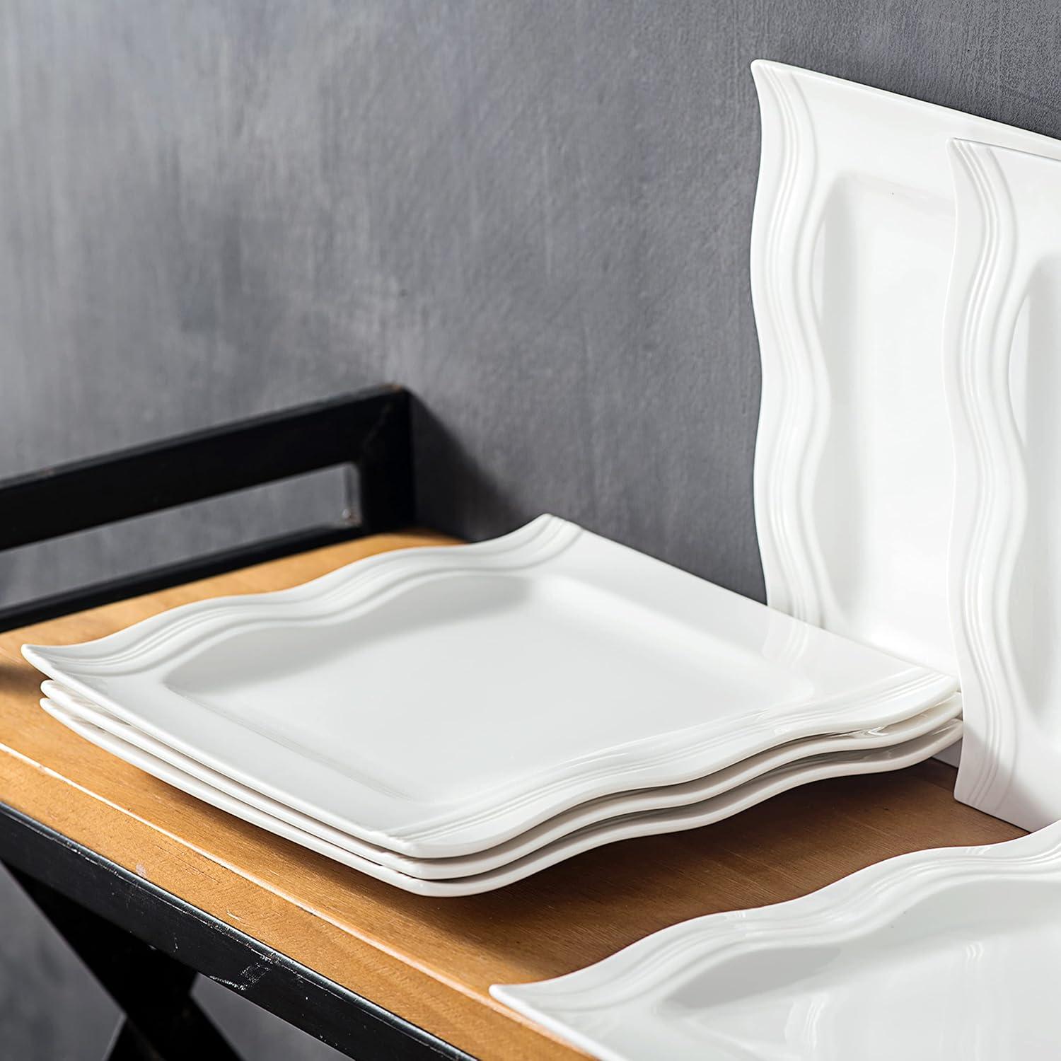 Porzellan Dessertteller Set Cremeweiß für 6 Personen - Serie Mario