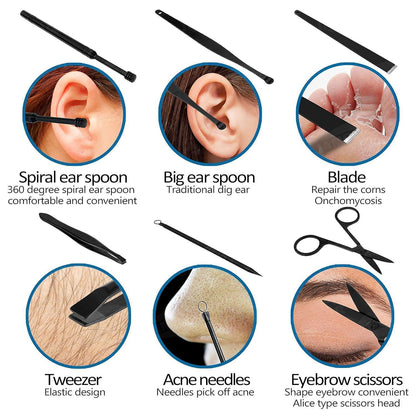 Professionelles Maniküre Set aus Edelstahl mit Lederetui