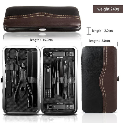 Professionelles Maniküre Set aus Edelstahl mit Lederetui