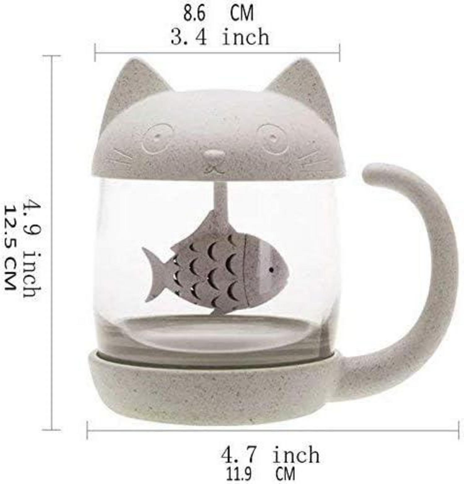 Katze Glas Tee Becher Tee-Ei Sieb Filter 250ml Muttertagsgeschenk