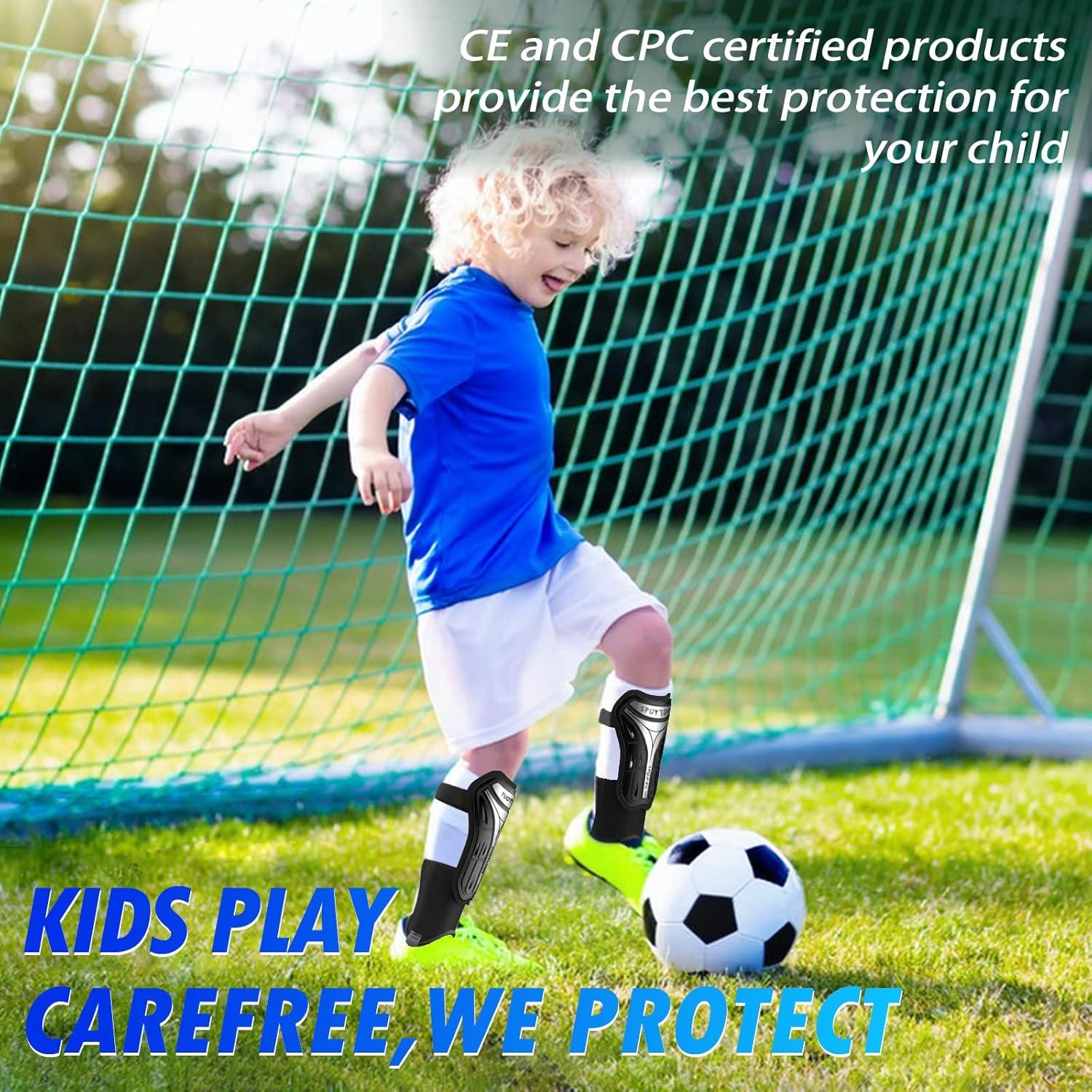 Sportout Fußball Schienbeinschoner Hartschale Knöchelriemen Kids Jugend