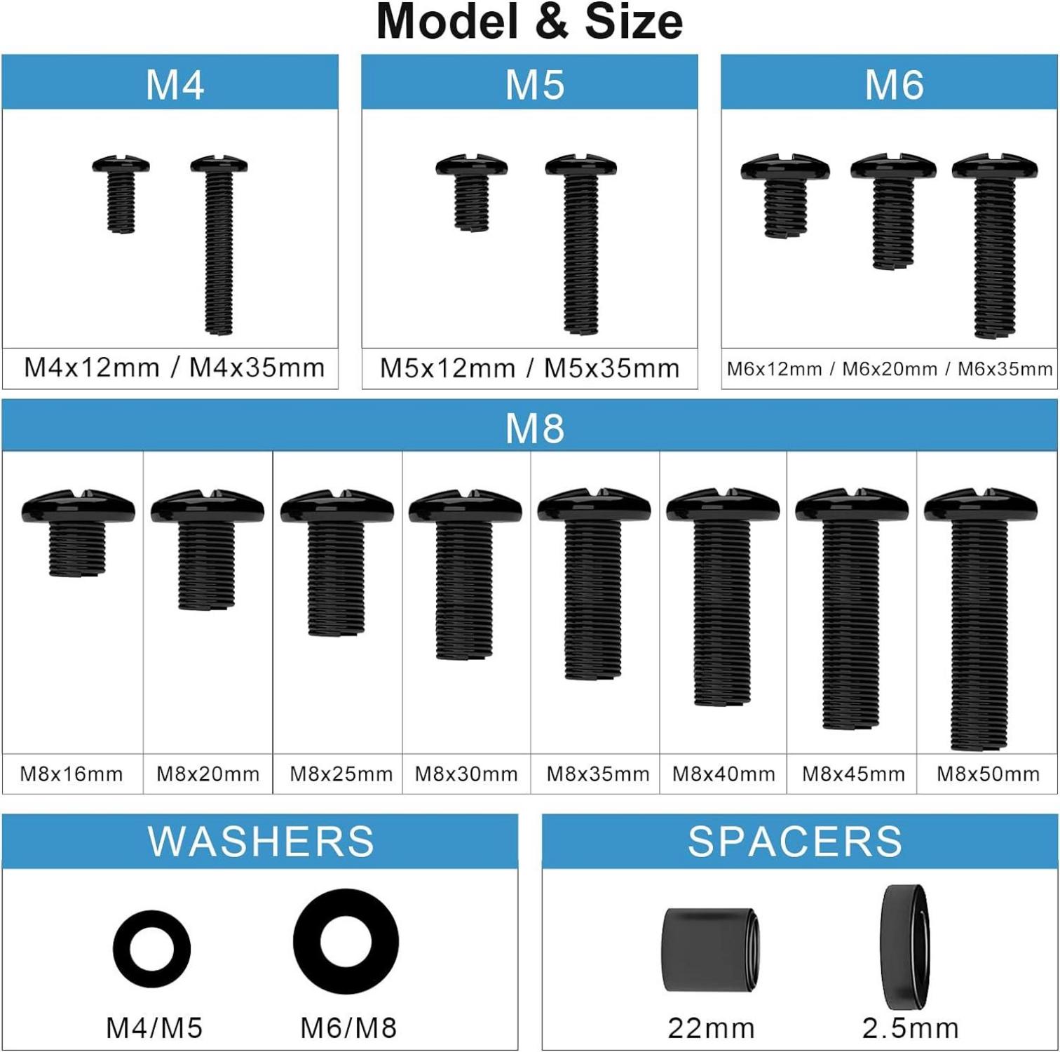 VESA TV Schrauben Set für Fernseher bis 80 Zoll 100 Teile
