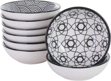 8-teiliges Porzellan Dipschälchen Set Schwarz + Creme Haruka