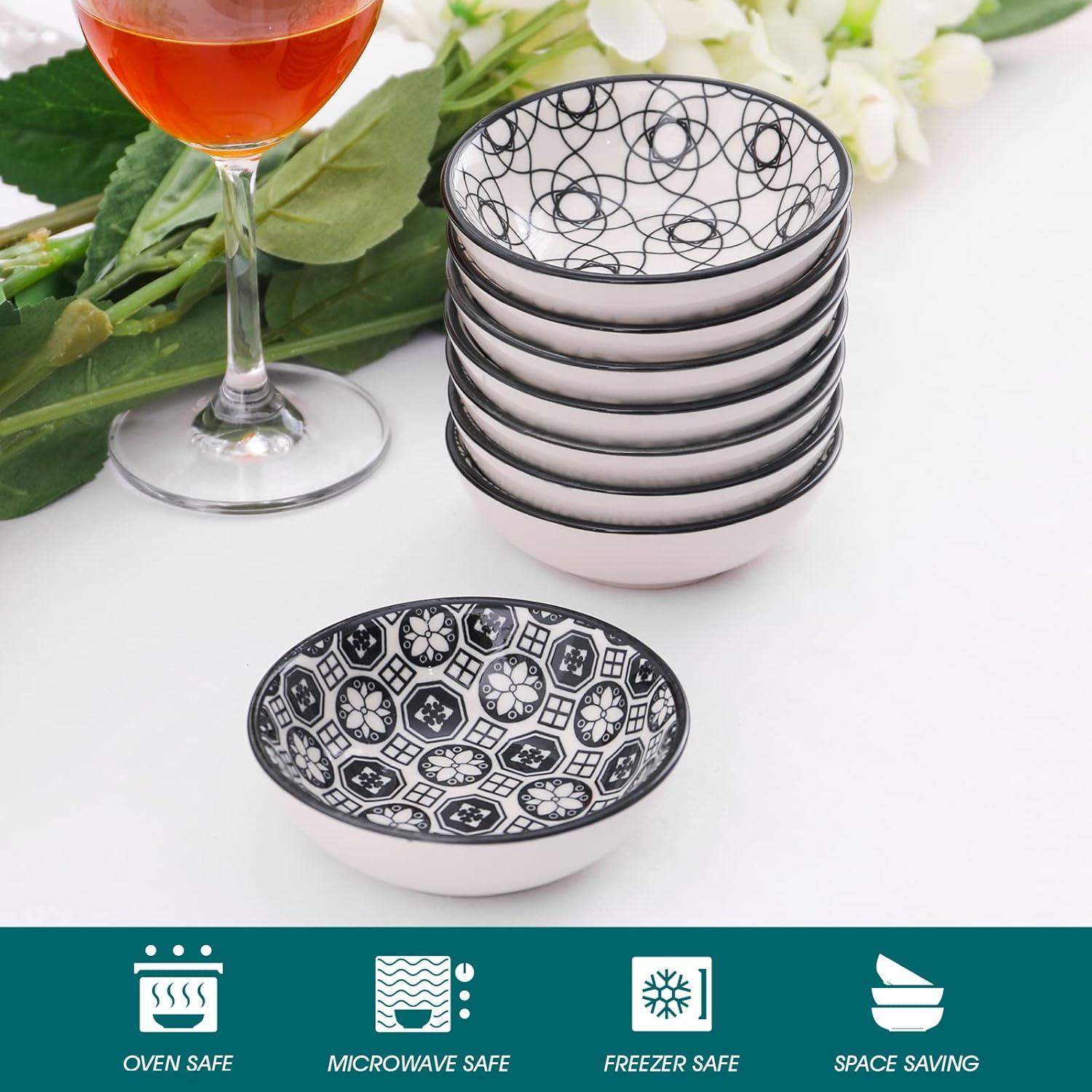 vancasso Haruka 8-teiliges Porzellan Snack Schälchen Set Schwarz/Creme