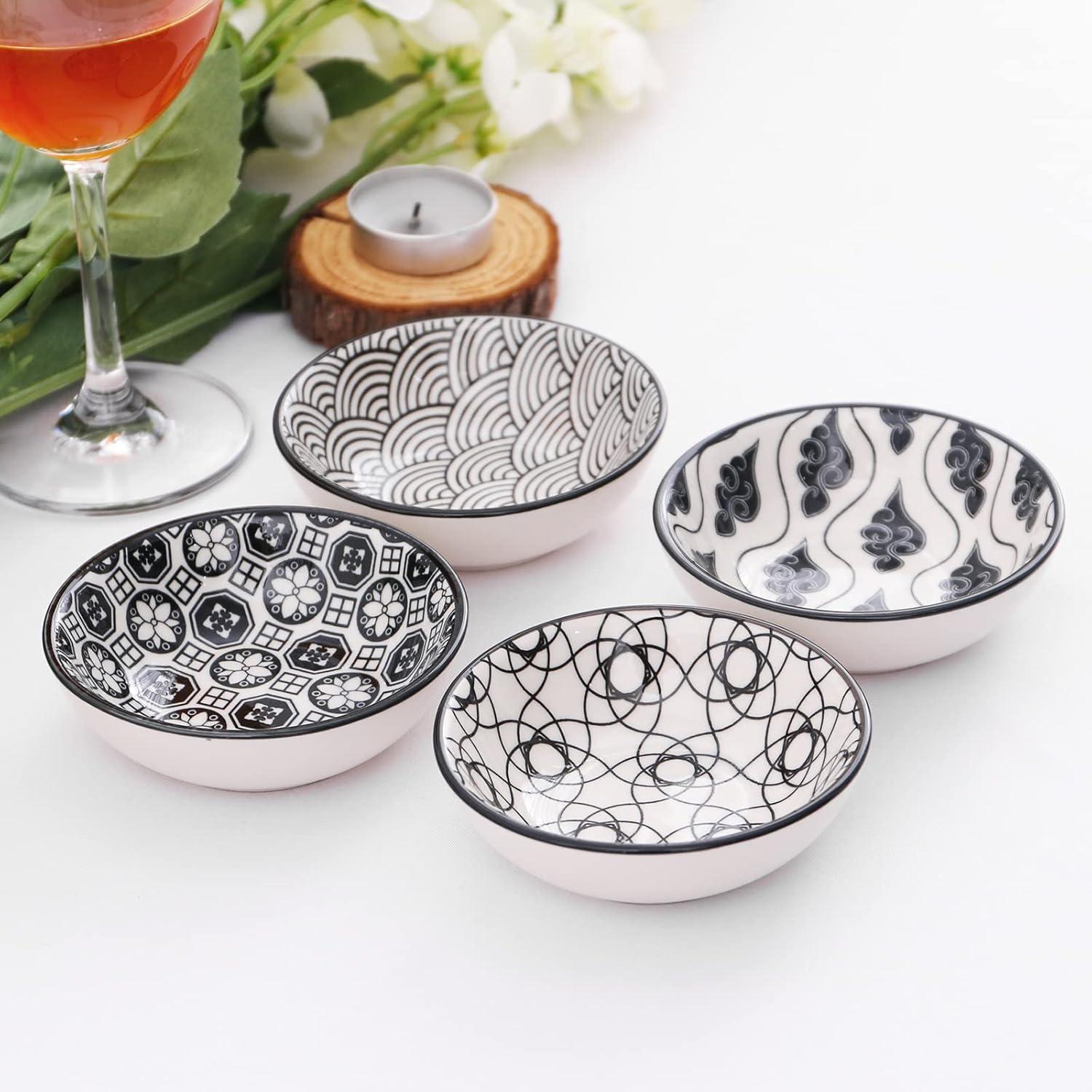 Vancasso Haruka 8-teiliges Porzellan Snack Schälchen Set in Schwarz und Creme
