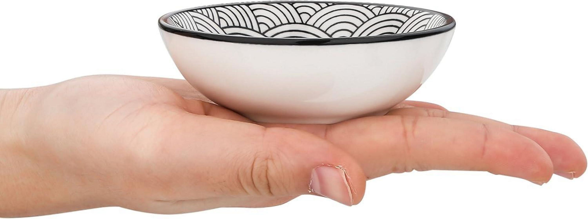 Porzellan Dipschälchen Snack Schälchen Set Schwarz Creme 8-teilig