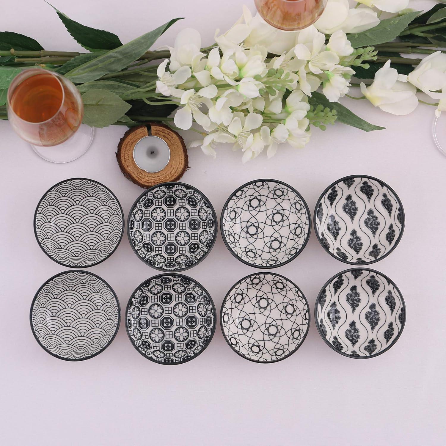 vancasso Haruka 8-teiliges Porzellan Snack Schälchen Set Schwarz/Creme
