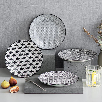 Vancasso Haruka Dessertteller Set Porzellan 4-tlg. Ø 21,5cm Schwarz+Creme