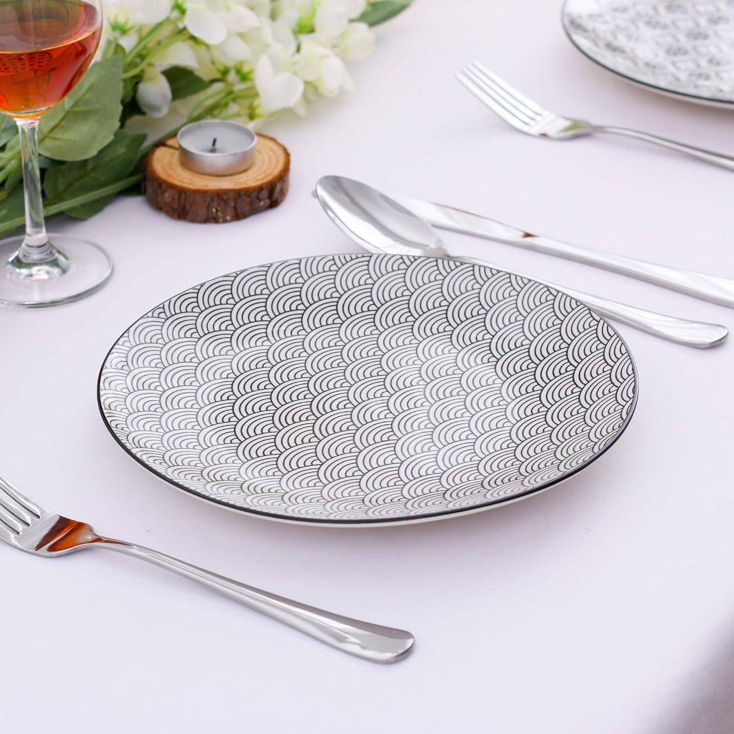 vancasso Haruka Dessertteller Set aus Porzellan Ø 21,5 cm Schwarz & Creme