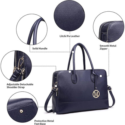 Elegante Miss Lulu Damen Aktentasche Schultertasche Marine