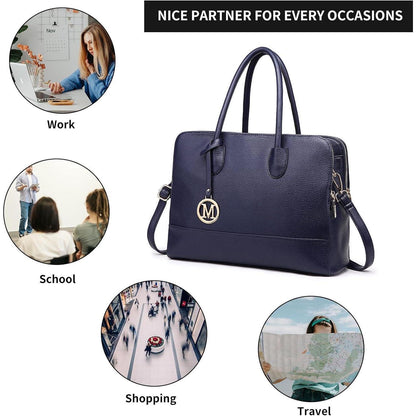 Elegante Miss Lulu Damen Aktentasche Schultertasche Marine