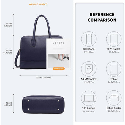 Elegante Miss Lulu Damen Aktentasche Schultertasche Marine