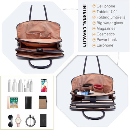 Elegante Miss Lulu Damen Aktentasche Schultertasche Marine