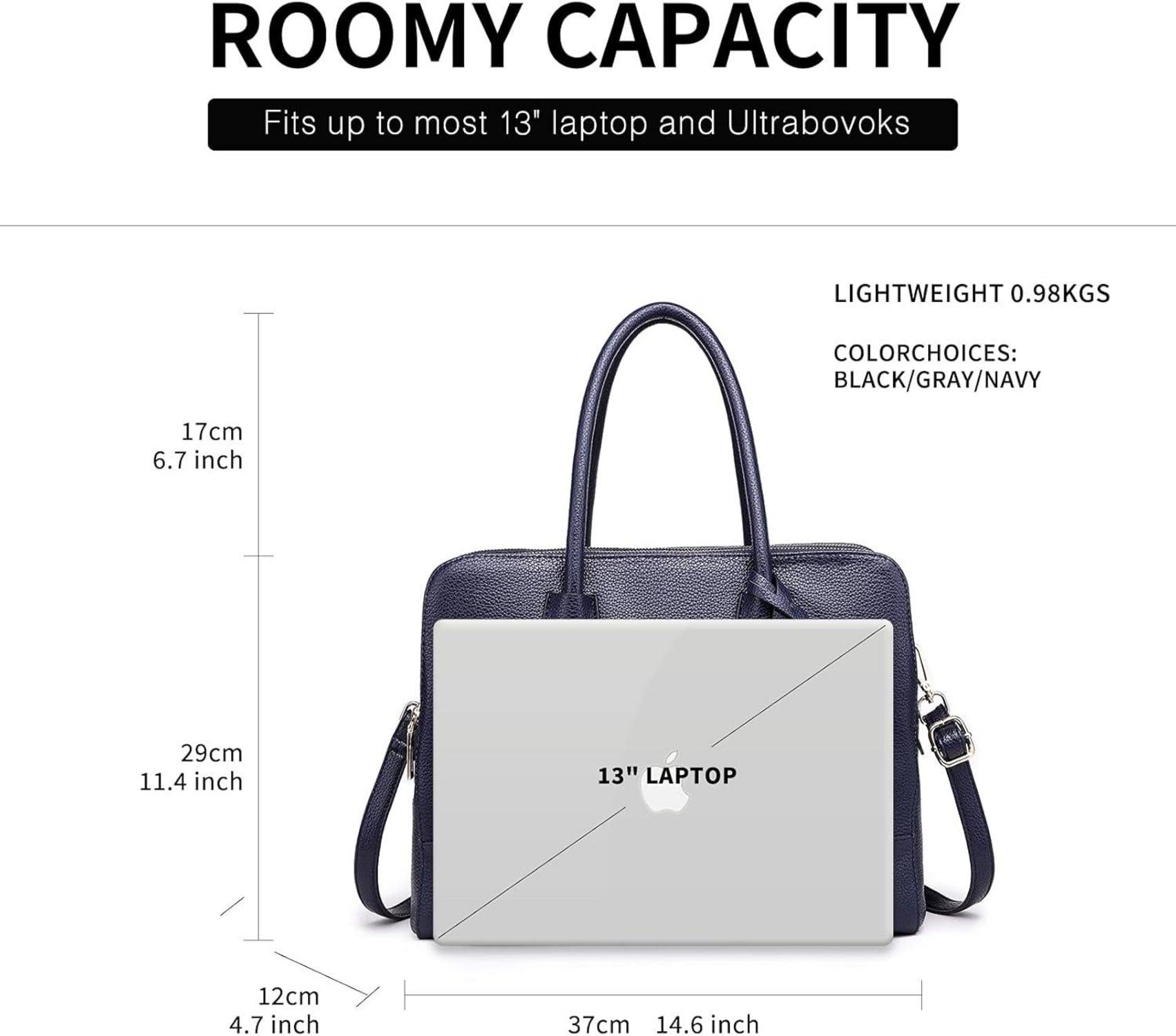 Miss Lulu Marine Aktentasche Damen Elegant Laptoptasche 14 Zoll