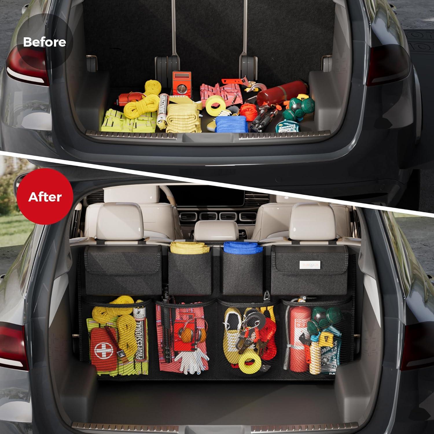 Auto Kofferraum Organizer SURDOCA 3rd Gen mit doppelter Kapazität Schwarz 90x46 cm
