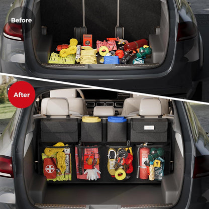 Auto Kofferraum Organizer SURDOCA 3rd Gen mit doppelter Kapazität Schwarz 90x46 cm