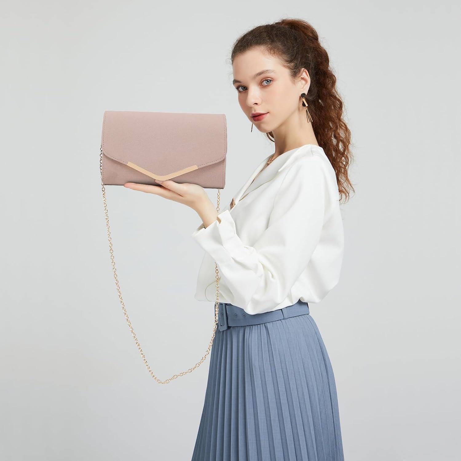 Miss Lulu Damen Clutch Handtasche Rosa Hochzeit Abendtasche