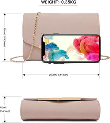 Miss Lulu Damen Clutch Abendtasche Elegante Kettentasche Handtasche Hochzeit Umhängetasche