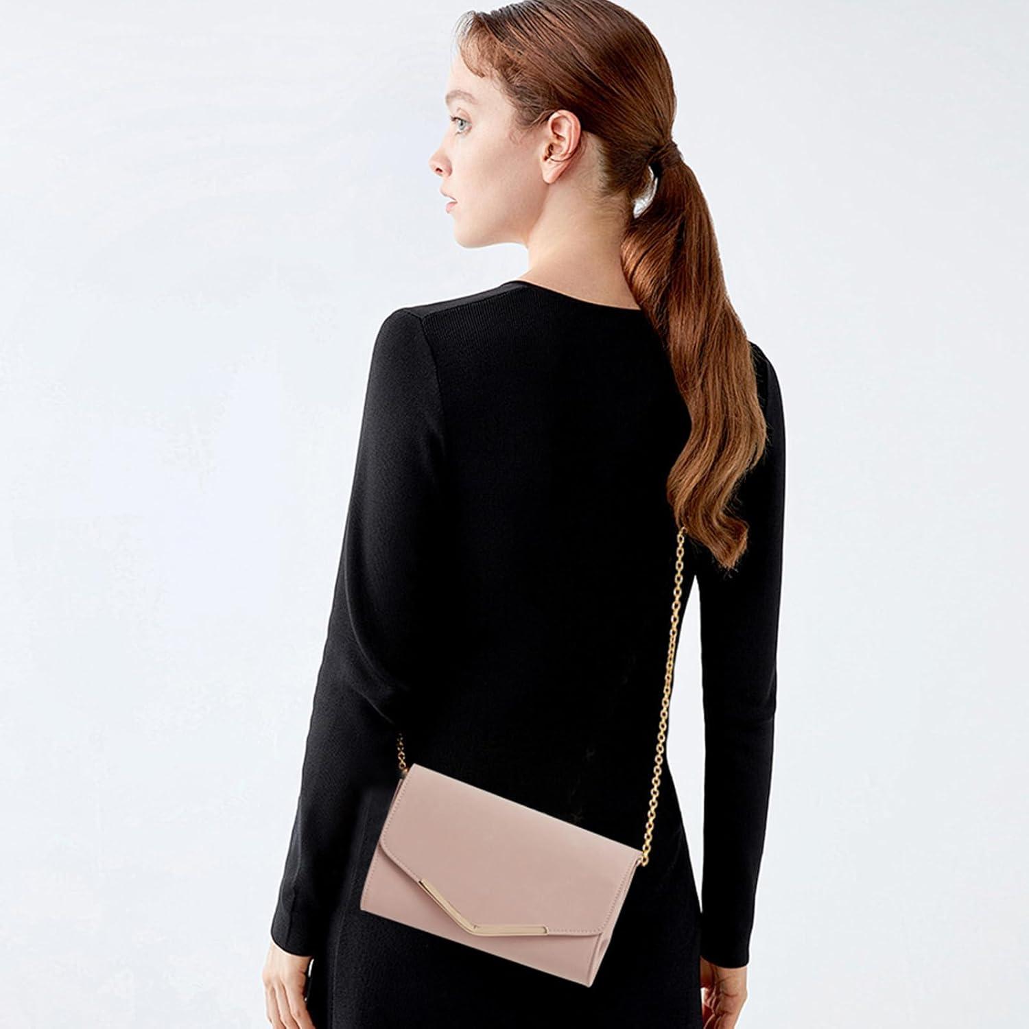 Damen Clutch Handtasche Abendtasche elegant rosa klein magnetisch