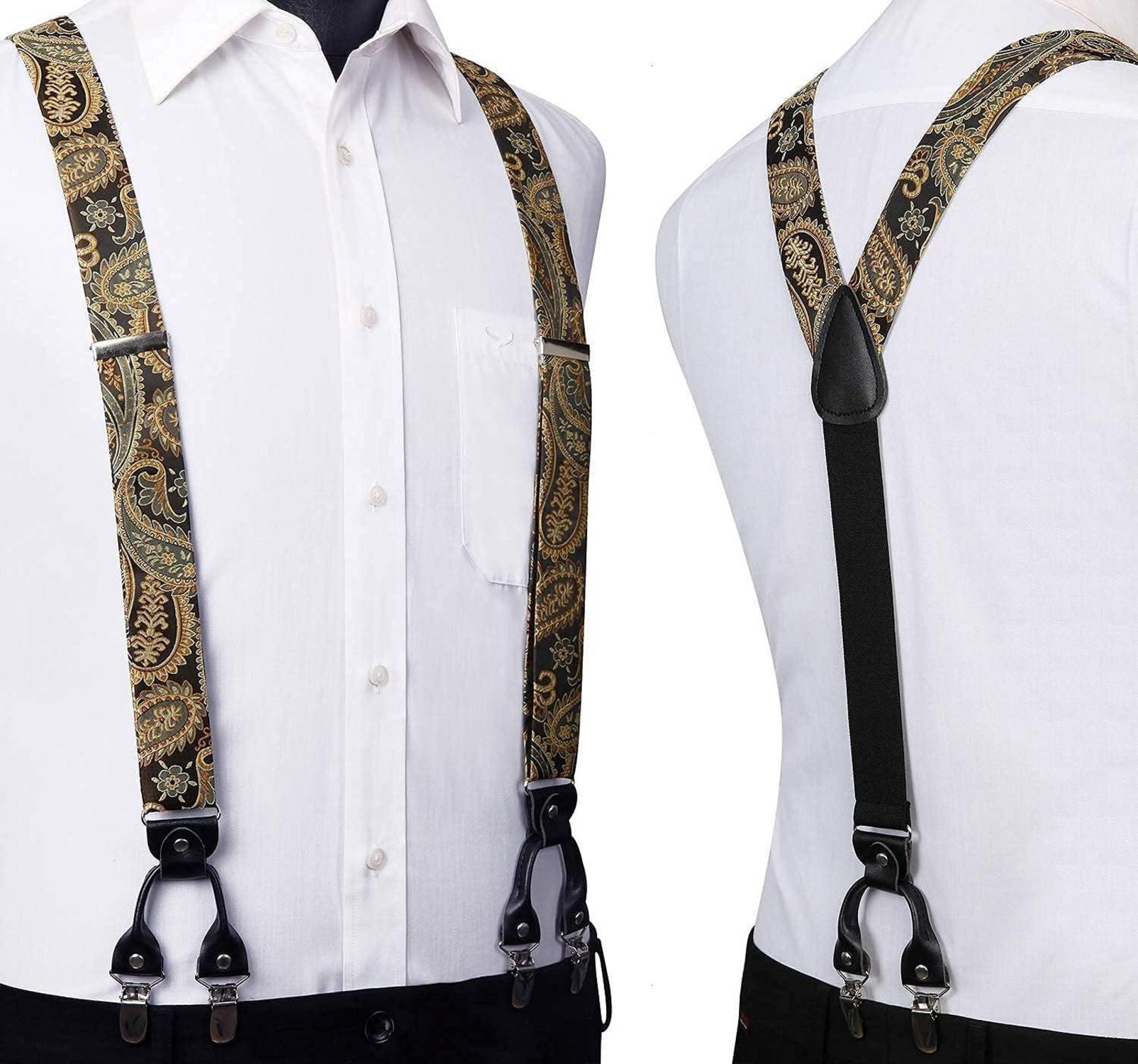 Hosenträger Fliege Einstecktuch Set in verschiedenen Designs
