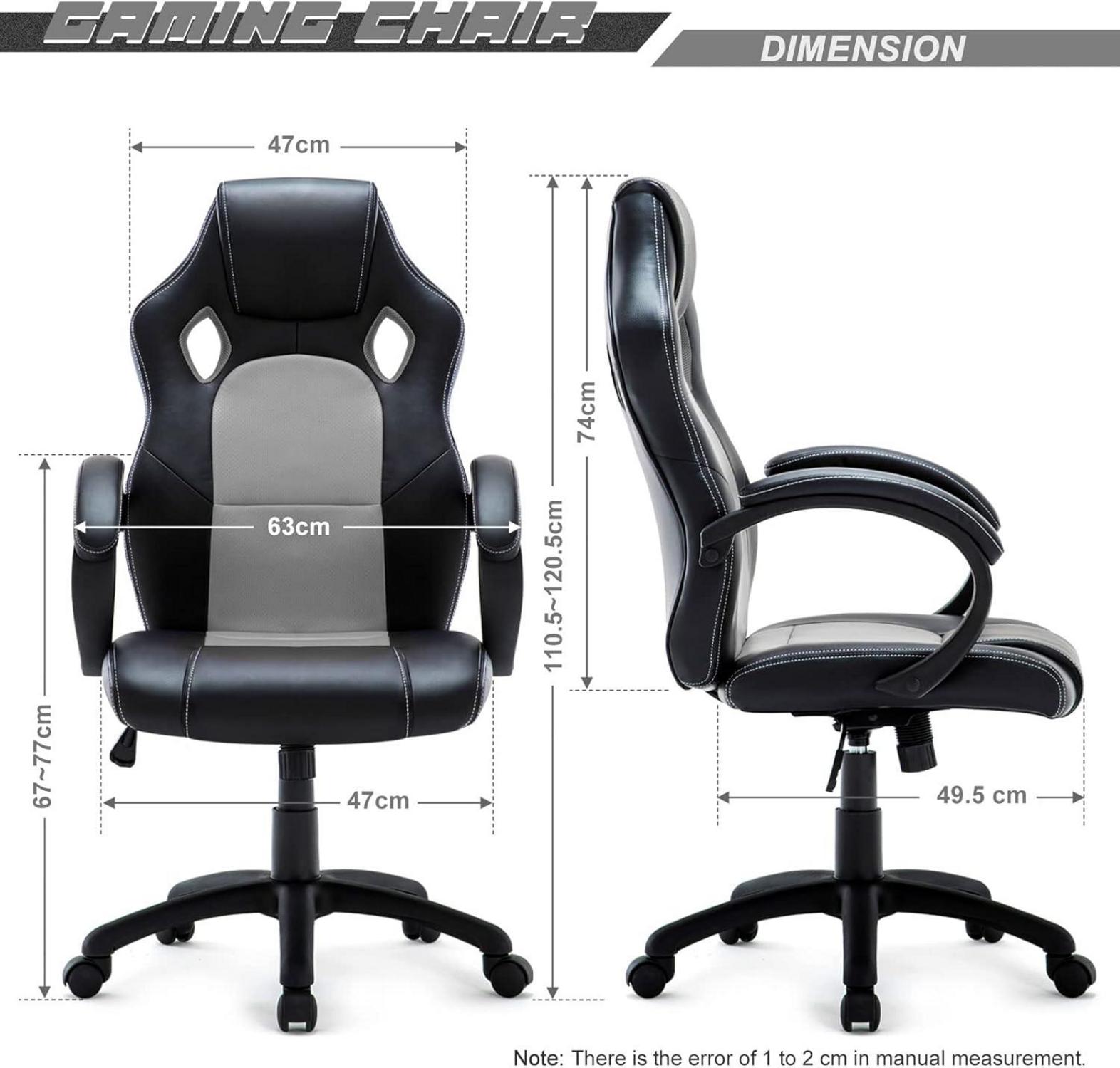 Ergonomischer Gaming Stuhl Bürocomputer Rennstuhl Grey