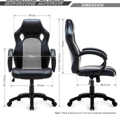 Ergonomischer Gaming Stuhl Bürocomputer Rennstuhl Grey