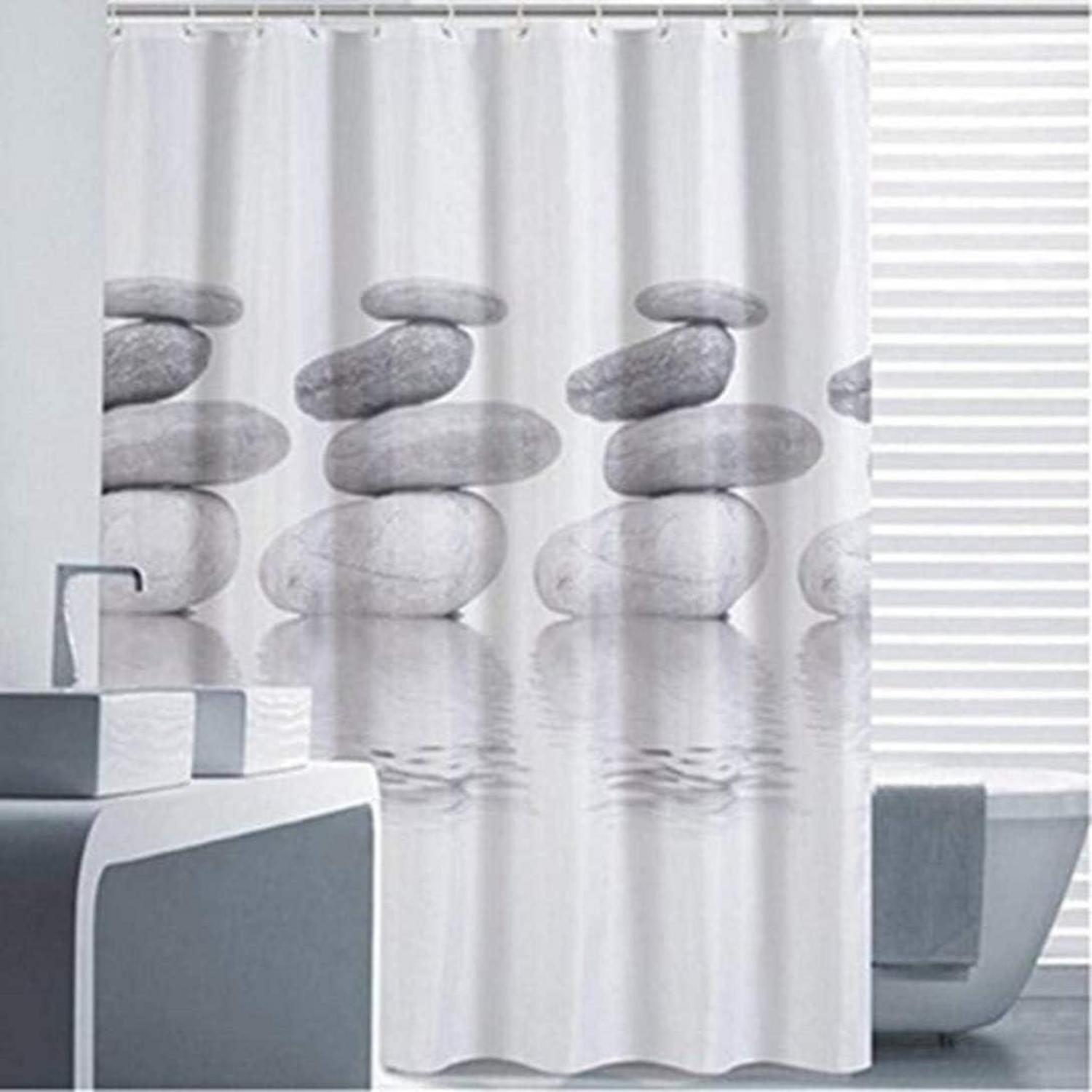 Duschvorhang Grau Textil Pebble Schimmelresistent Wasserabweisend