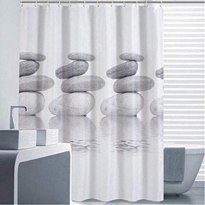 Duschvorhang Grau Textil Pebble Schimmelresistent Wasserabweisend
