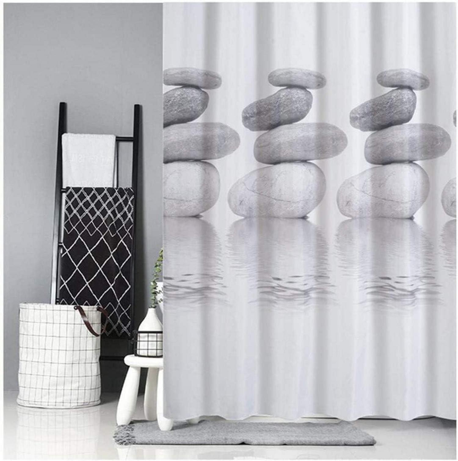 Duschvorhang Textil Grau 240x200 Schimmelresistent