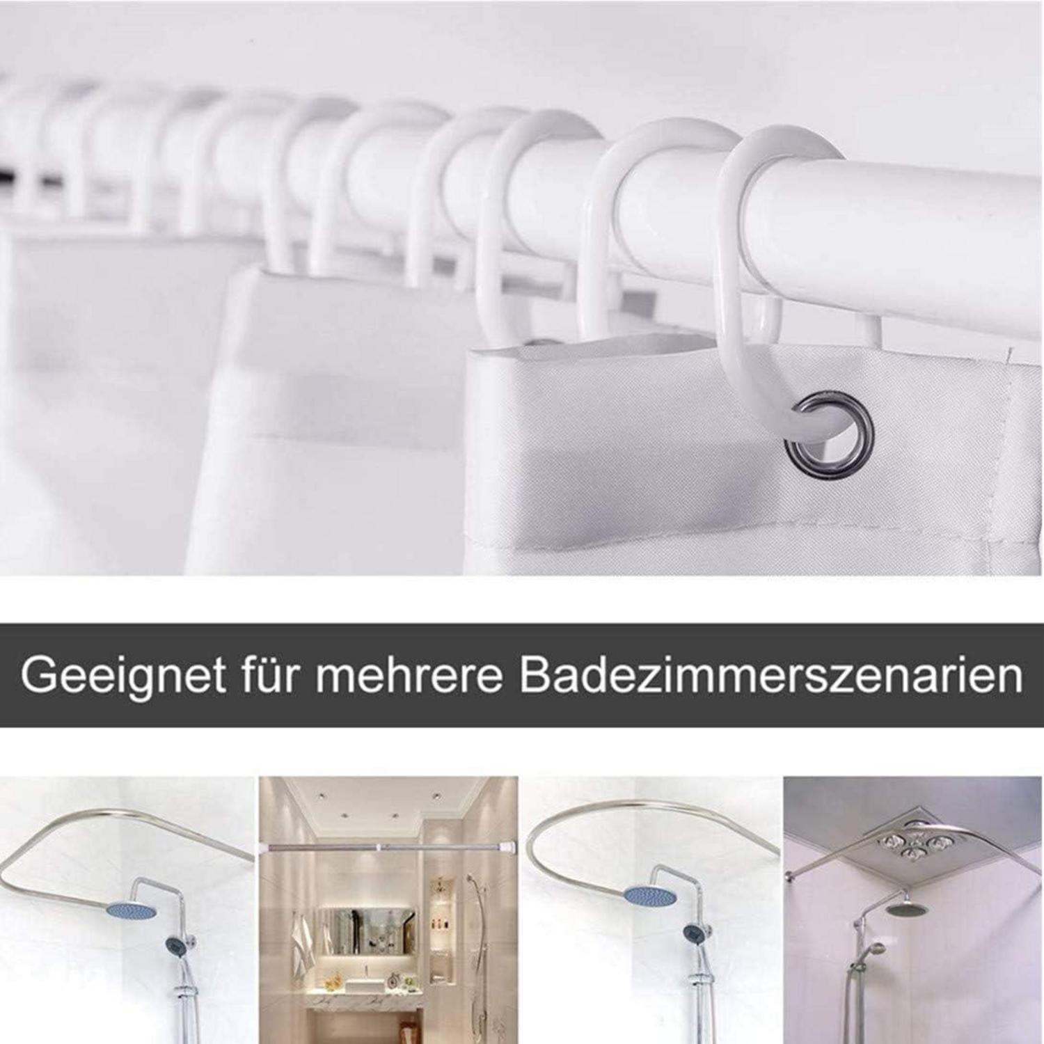Textil Duschvorhang 240x200 Grau Pebble Schimmelresistent Wasserabweisend