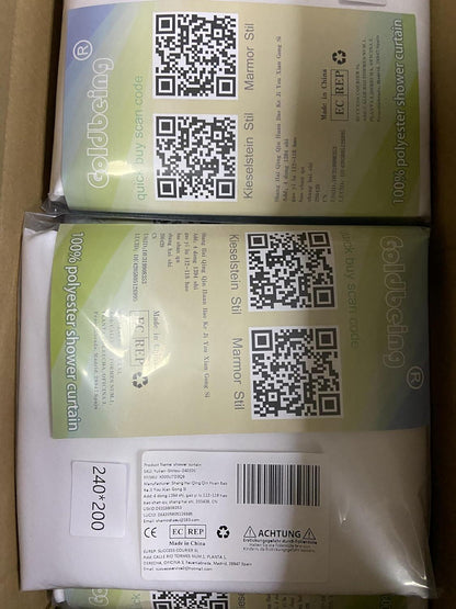 Goldbeing Duschvorhang 240x200 Textil Grau Schimmelresistent Wasserabweisend