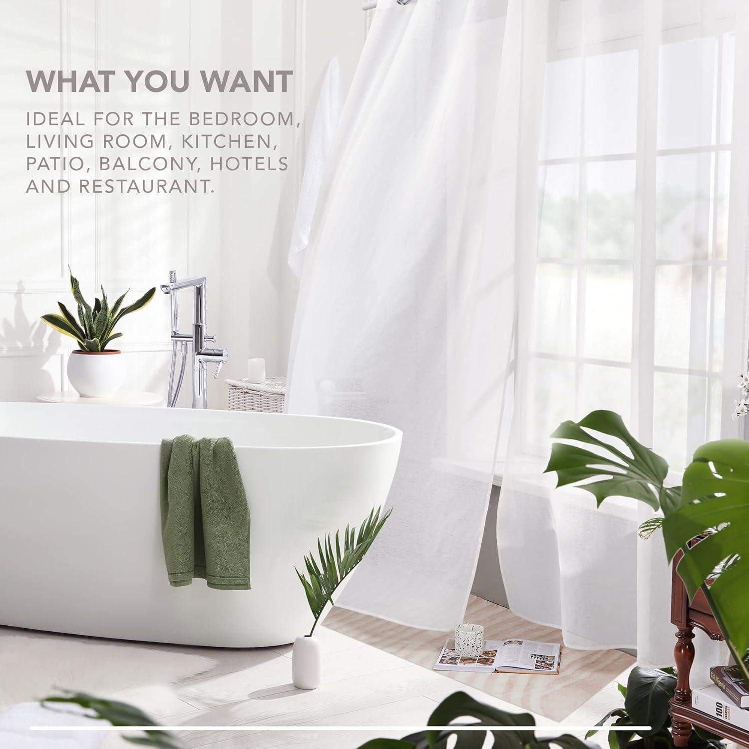 Ösenvorhang Leinenoptik Transparent Voile Gardine 240x140 Weiß 2er Set