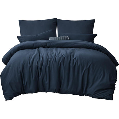 Bettwäsche 200x200 Dunkelblau Set mit Kissenbezügen