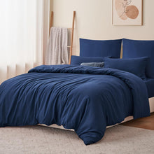 Bettwäsche 200x200 Dunkelblau Set mit Kissenbezügen